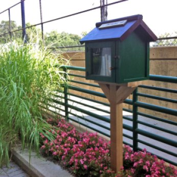 The Little Free Library installed on campus, July 2014.